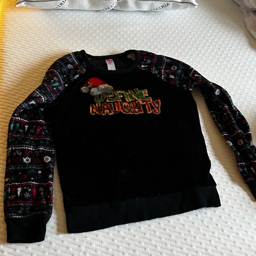 Define Naughty Walmart Christmas soft fleece top Size Large